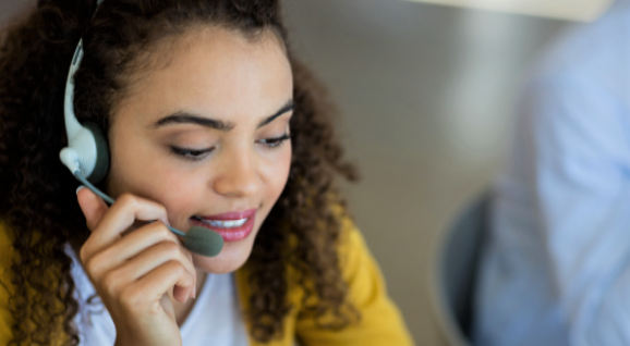 Customer service assistant answering a call